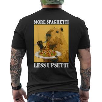 More Spaghetti Less Upsetti Capybara Eating Pasta Men's T-shirt Back Print - Thegiftio UK