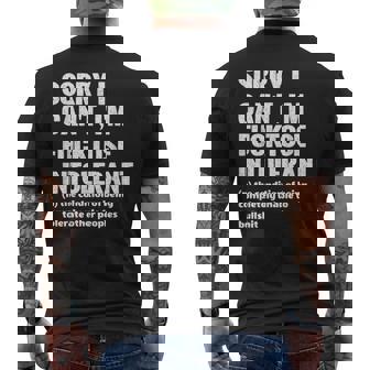 Swearing Sorry I'm Fktose Intolerant Women's Men's Men's T-shirt Back Print | Mazezy