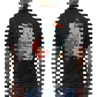 Tourist Spirit Day Look With Camera And Map Men's T-shirt Back Print - Monsterry