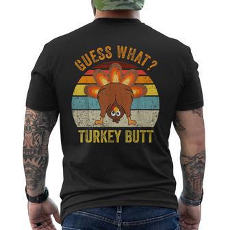 Turkey Retro Thanksgiving Guess What Turkey Butt Men's T-shirt Back Print | Seseable UK