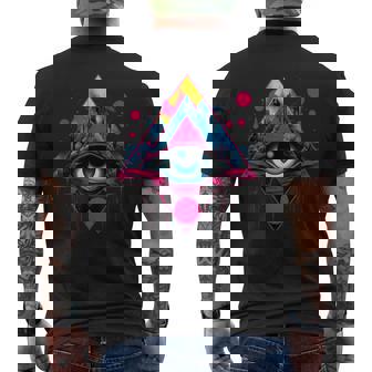 Futuristic Avant Garde Vaporwave Artistry Vision Men's Back Print T-Shirt | Mazezy