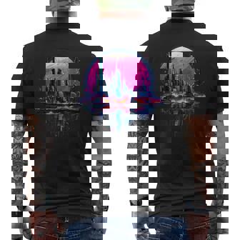Futuristic Avant Garde Vaporwave Skyline Men's Back Print T-Shirt | Mazezy