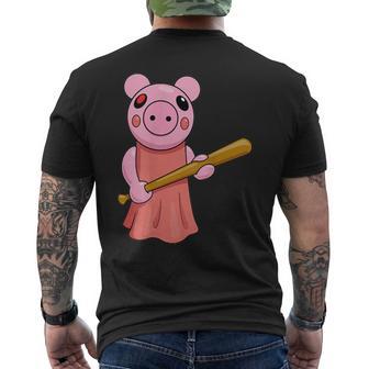 Game Piggy Black Cartoon Boys' -Adults Classic Fit Short Sleeve Small Men's T-shirt Back Print - Thegiftio UK