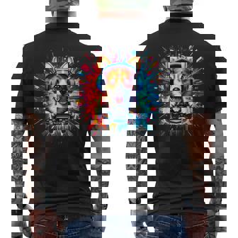 Gaming Corgi Friend Corgi Puppy Gamer Graphic Colorful Men's T-shirt Back Print - Monsterry