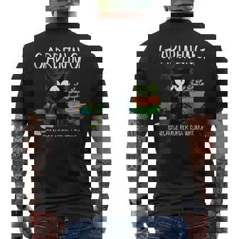 Gardening Because Murder Is Wrong Black Cat Gardening Men's T-shirt Back Print - Monsterry