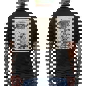 Gato Con Paraguas Japónintage Camiseta Hombre Estampado Espalda - Regaloses