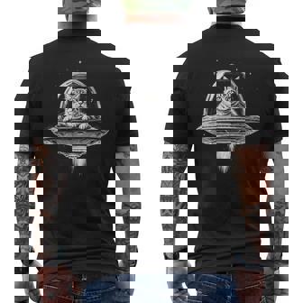 Gato Divertido En Un Ovni Alien Trendypace Hipster Meme Negro Camiseta Hombre Estampado Espalda - Regaloses