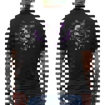 Gato Gótico Kawaii Diseño De Patchwork Manga Larga Camiseta Hombre Estampado Espalda - Regaloses