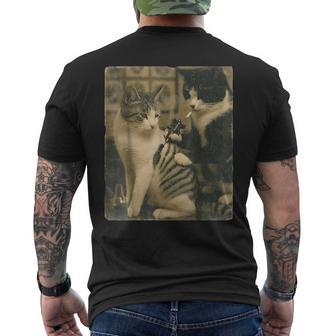 Gattiintage Tatuaggio Inchiostrato Artista Gatto Divertente Meme T-shirt da uomo con stampa posteriore - Novitaregali