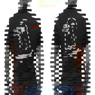 Gay Ghost Skateboard Rainbow Flag Lgbt Pride Skate Women Men's T-shirt Back Print - Thegiftio