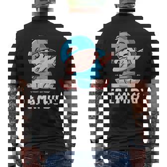 Gender Reveal Party Day Team Boy Dabbing Baby Blue Teams Men's T-shirt Back Print - Thegiftio