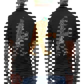 German Bigfoot Sasquatch Beer Lederhose Oktoberfest Men's Back Print T-Shirt | Mazezy