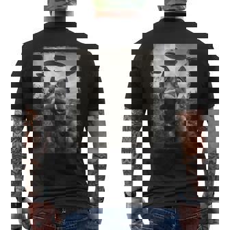 German Shepherd Dog Ufo Alien Extraterrestrial Selfie Men's T-shirt Back Print | Mazezy