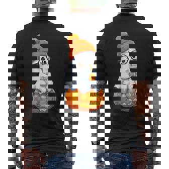 Ghost With Bubble Tea And Pumpkin Halloween Men's T-shirt Back Print | Mazezy