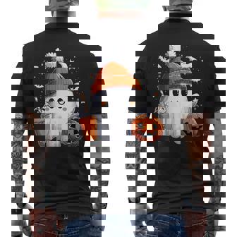 Ghost Drink Halloween Drink Pumpkin Men's T-shirt Back Print - Monsterry