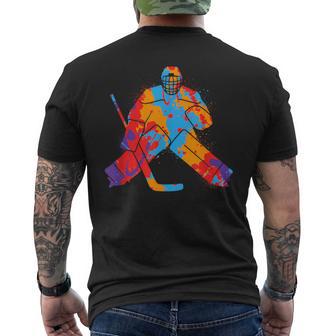 Giocatore Di Hockey Portiere Colorato Ragazzi Hockeyu Ghiaccio Portiere T-shirt da uomo con stampa posteriore - Novitaregali