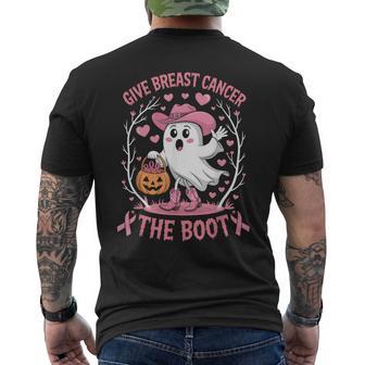 Give Breast Cancer The Boot Ghost Cowgirl Cancer Awareness Men's T-shirt Back Print - Thegiftio UK