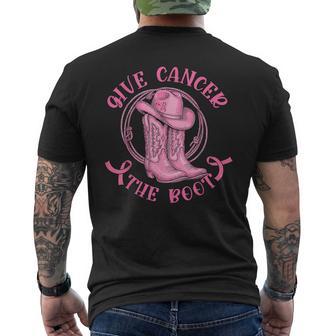 Give Cancer The Boot Pink Breast Cancer Western Cowgirl Men's T-shirt Back Print - Thegiftio UK