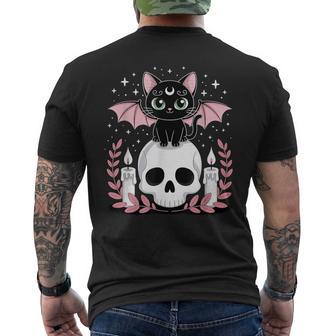 Goblincore Cat Bat On Skull Moonphases Goth Cottagecore Men's T-shirt Back Print | Seseable UK