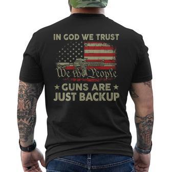 In God We Trust Guns Are Just Backup On Back Men's T-shirt Back Print - Thegiftio