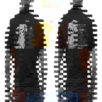 Golden Retriever Boyfriend Black Cat Gf Couple Men's T-shirt Back Print - Thegiftio