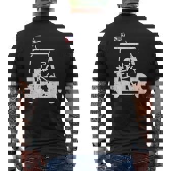 Golf Cart Us Flag Golfing Patriotic Golfer Dad Men Men's T-shirt Back Print - Thegiftio