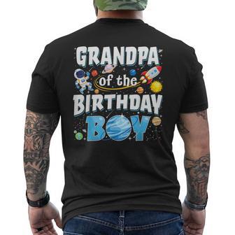 Grandpa Of The Birthday Boy Astronaut Family Space Planets Men's T-shirt Back Print - Thegiftio UK