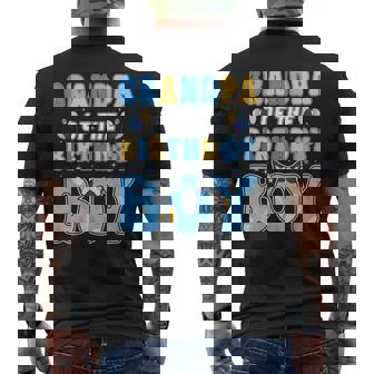 Grandpa Of The Birthday Boy Family Blue Dog Birthday Party Men's T-shirt Back Print - Monsterry