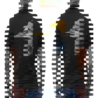 Great Blue Heron Birding Yellow Beanie Men's T-shirt Back Print - Monsterry