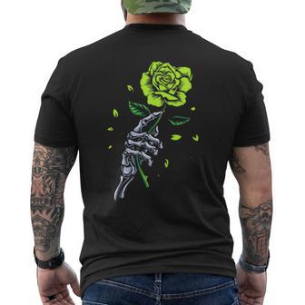 Green Skeletal Last Rose Green Color Graphic Men's T-shirt Back Print - Thegiftio UK