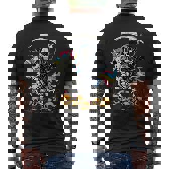 Grim Reaper Riding Unicorn Skeleton Skull Death Halloween Men's T-shirt Back Print | Mazezy