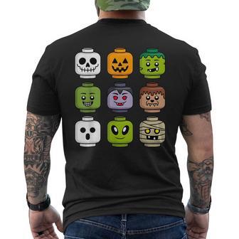 Halloween Building Brick Head Pumpkin Ghost Zombie Boys Men's T-shirt Back Print - Thegiftio UK