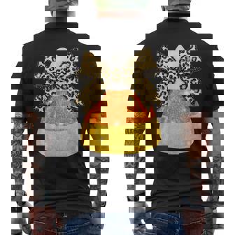 Halloween Candy Corn Leopard Coquette Bow Spooky Season Men's T-shirt Back Print | Mazezy