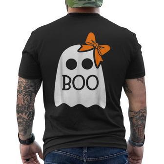 Halloween Ghost Boo With Bow Men's T-shirt Back Print - Thegiftio