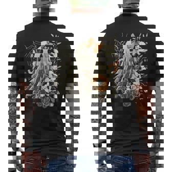 Halloween Ghost With Flowers Vintage Men's T-shirt Back Print | Seseable UK