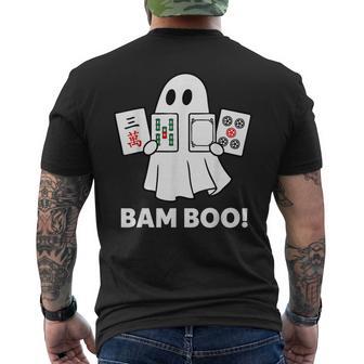 Halloween Ghost Playing Mahjong Spooky Bam Boo Costume Men's T-shirt Back Print - Thegiftio