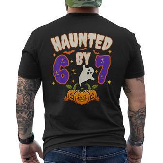 Halloween Haunted By 6 7 Six Seven Gen Alpha Z 67 Meme Men's T-shirt Back Print - Thegiftio UK