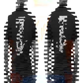 Halloween Number 7 Matching 67 Meme Skeleton Hand Men's T-shirt Back Print | Mazezy