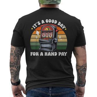 Hand Pay Lovers Retro Slot Machine 777 Vintage Casino Men's T-shirt Back Print | Mazezy