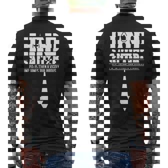 Hand Sanitizer Pump 10-15 Times Rub Vigorously Dirty Joke Men's T-shirt Back Print | Seseable CA