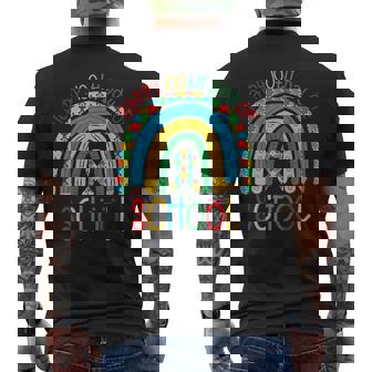 Happy 100Th Days Of School Autism Puzzle Ribbon Awareness Men's T-shirt Back Print - Thegiftio