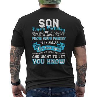 Happy Birthday To My Son In Heaven Lost Son Memorial Men's T-shirt Back Print - Thegiftio UK