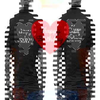 Happy Birthday ハッピーバースデー（お誕生日）ビッグハート サプライズイベント かわいい文字 デザイン メンズTシャツ バックプリント - Kawaiitshirt