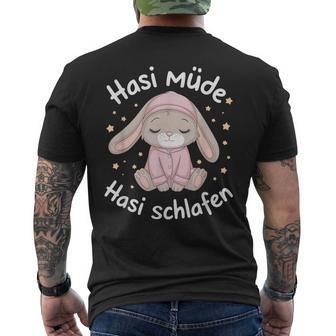 Hasi Müde Hasichlafenchlaf Hase Kaninchen Häschen T-Shirt mit Rückendruck - Geschenkecke