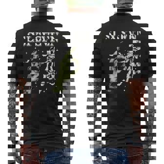 Haunted By 67 – Skeleton Hands Halloween Costume Men's T-shirt Back Print - Thegiftio