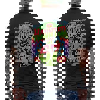 Haunted By 67 Haunted House Pumpkins & Bats Spooky Halloween Men's T-shirt Back Print - Thegiftio