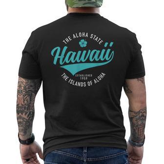 Hawaii The Aloha State Hawaiian Islands Souvenir Vintage Men's T-shirt Back Print | Mazezy