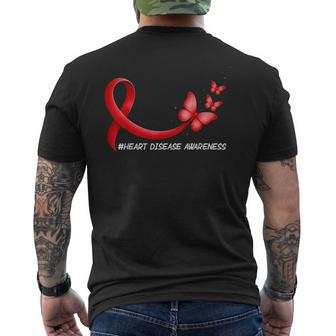 Heart Health Heart Disease Awareness Chd Red Ribbon Support Men's T-shirt Back Print - Thegiftio UK