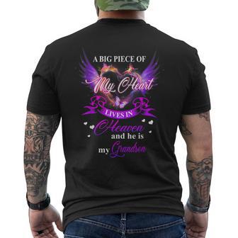 My Heart Lives In Heaven And He Is My Grandson Remember Love Men's T-shirt Back Print - Thegiftio