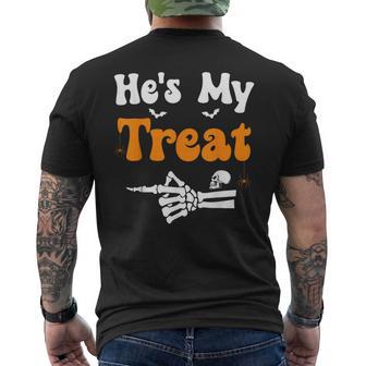 He's My Treat Skeleton Couples Matching Halloween Couple Men's T-shirt Back Print - Thegiftio UK